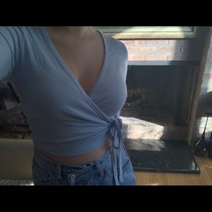 Urban Outfitters Light Blue Wrap Shirt